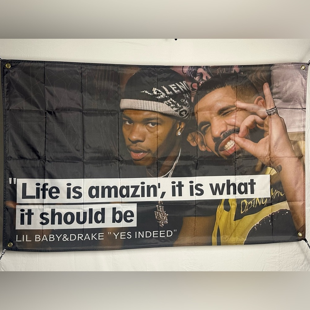 Lil Baby & Drake “yes indeed” Banner Tapestry 5x3Ft With 4 Grommets